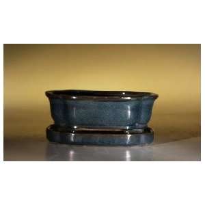  Ceramic Bonsai Pot .Glazed Rectangle   Dark Moss Green.6 