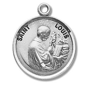  Sterling Silver Patron Saint Medal Round St. Louis with 20 
