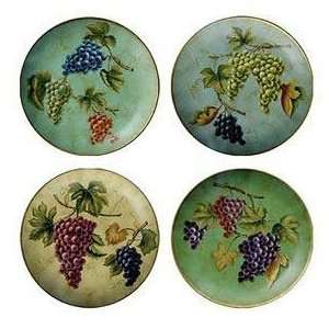  Set of 4 Hand Painted Decorative Grape Themed 10 plates 