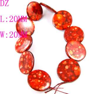   Natural Red Mother of Pearl Shell Flat Loose Coin Button Beads  