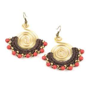  Drop beaded gold red coral for women dangling earrings by 