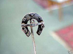 Victorian horseshoe stick pin sterling silver 2 1/2  