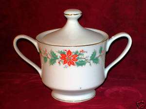 Fine China TRISA Sugar Bowl with Lid (Pointsetta) A100  