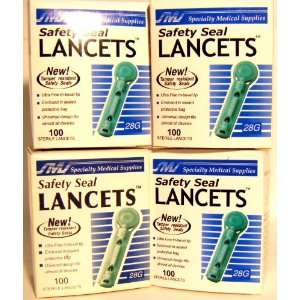  400 SMS Safety Seal Lancets 28g   4 Boxes of 100 Health 