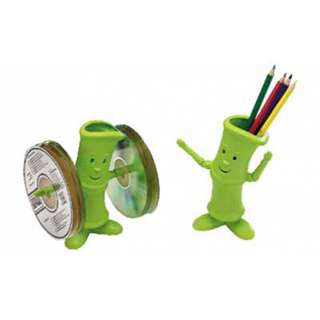 Bamboo Shape Man Stand CD DVD Rack Pencil Container  
