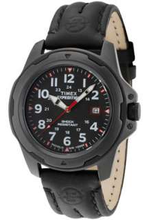 Timex Watch 49778 Mens Rugged Field Black Dial Black Leather  