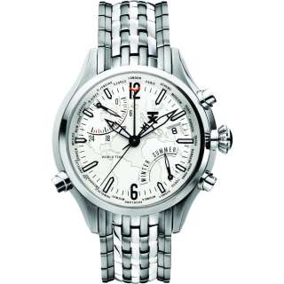Mens TX 500 Series World Time Silver Stainless Steel Chrono Watch 