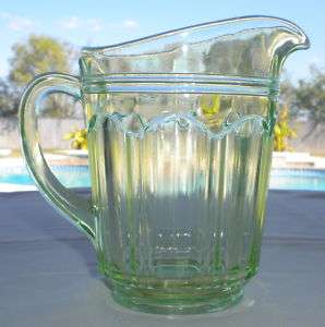 GREEN URANIUM VASELINE PRESSED GLASS 2 CUP PITCHER  