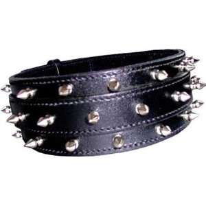  28x 2.5 Spike leather dog collar   3 rows of spikes 