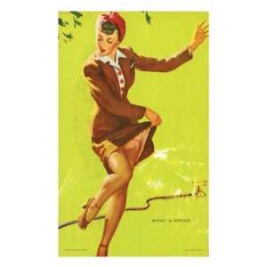Pin Up Caught in Sprinklers, 1940 Giclee Poster Print, 12x16  