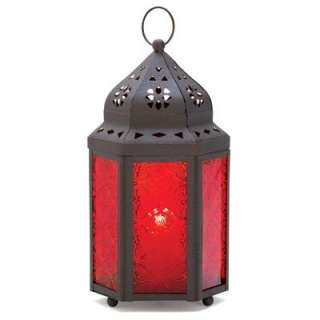  MOROCCAN RED HANGING LANTERNS CANDLE HOLDERS WEDDING CENTERPIECES NEW