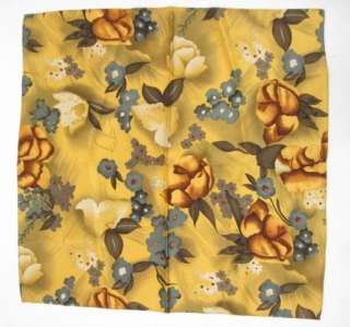 GLORIA DEL PIANO Yellow Blue Floral Print Silk Scarf  