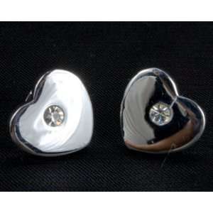   Tiffany Inspired Silver Modern Heart Crystal Stud Earrings Jewelry