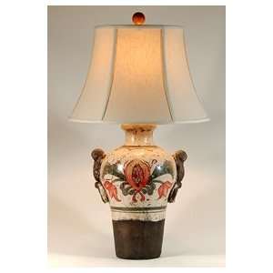   Light Painted Glazed Rustic Pottery Table Lamp